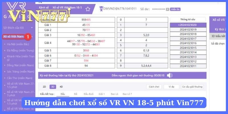 Bạn chọn xổ số VR Việt Nam 18-5 phút